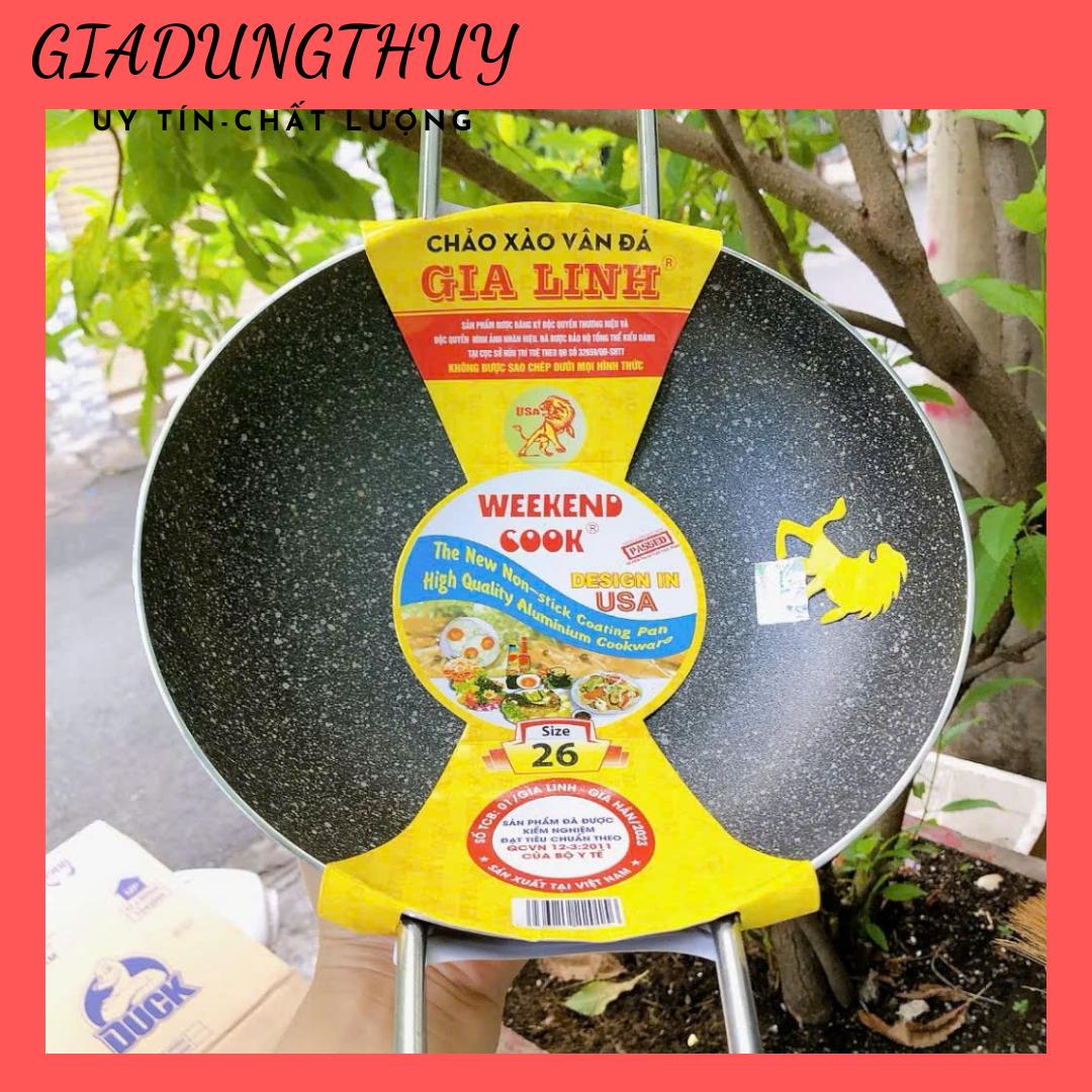 Chảo vân đá chống dính GIA LINH quai vuông , Chảo chống dính lòng sâu 2 quai size 16cm~44cm