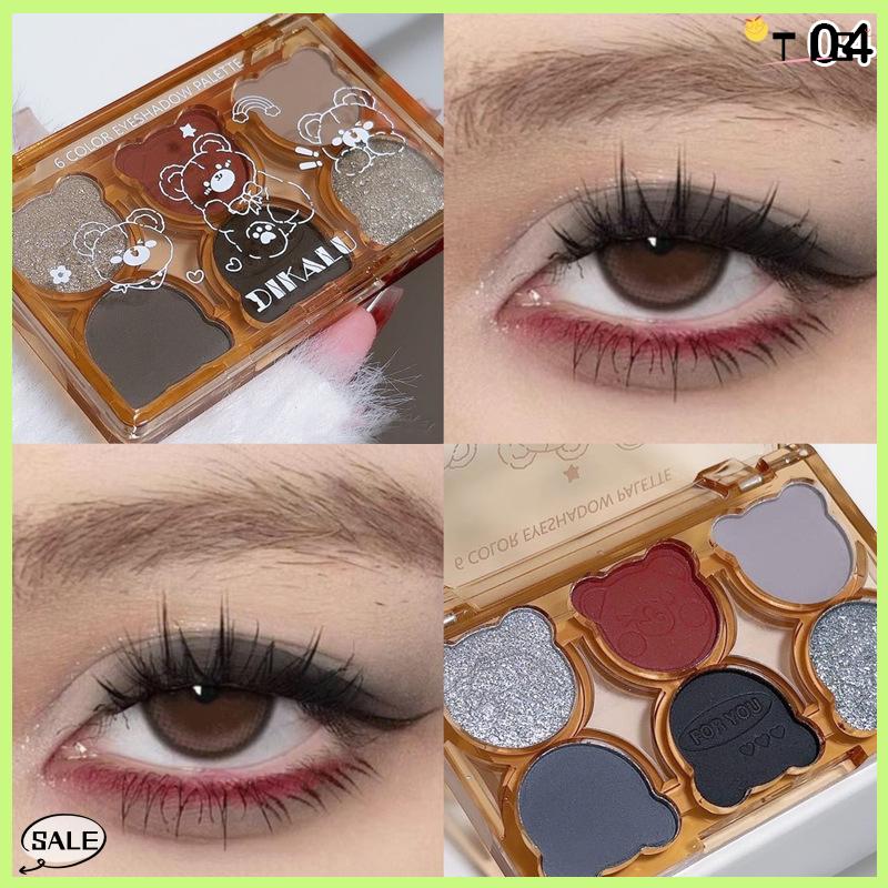 Follow Get New【TIS】 Dikalu gấu thiên nga ba lê sáu Eyeshadow Palette Matte long lanh tốt Pearlescent khói màu xám màu đỏ đen Eyeshadow Burgundy bán buôn - 4