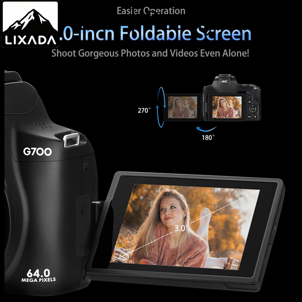 LIXADA ORDRO G700 4K กล้องดิจิตอล WiFi กล้องวิดีโอดิจิตอล 64MP 3.0 นิ้วหน้าจอ IPS 12X ซูมออปติคอลอัตโนมัติ/โฟกัสแบบแมนนวลแบตเตอรี่แฟลชในตัวระบบป้องกันภาพสั่นไหวอิเล็กทรอนิกส์พร้อมสายคล้องคอสำหรับ Vlogging Vid ราคา 7,245 บาท*ส่งฟรี
