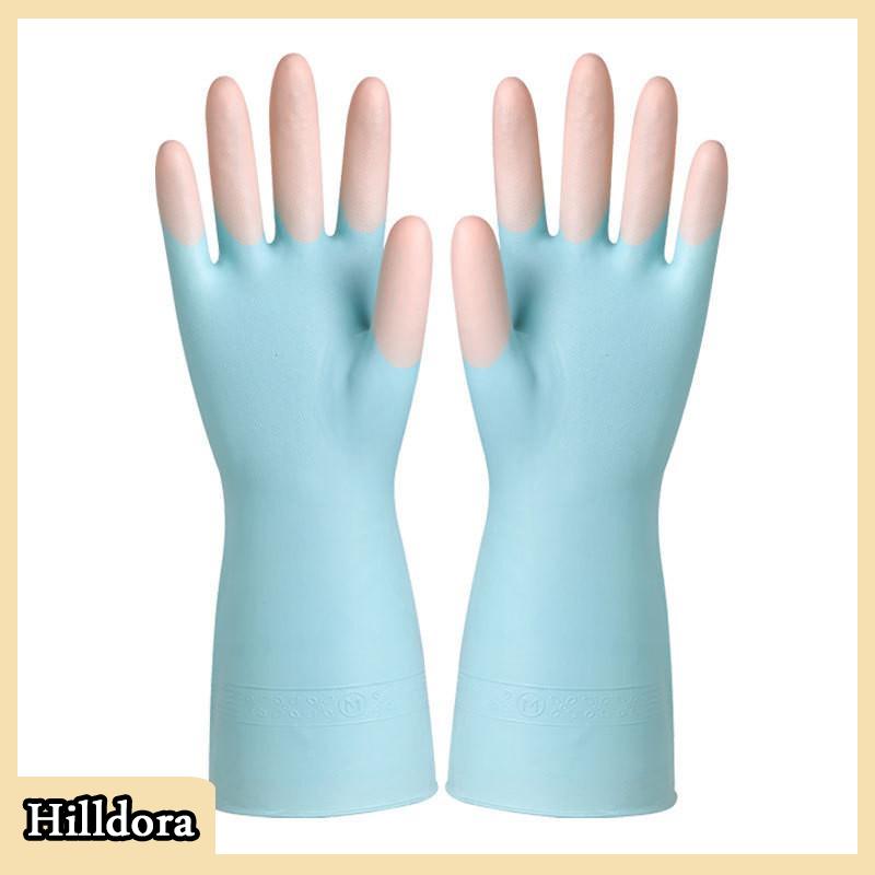 [Hilldora] Silicone Rửa Chén Làm sạch Găng tay nhà bếp cung cấp chống trượt thuận tiện dài rửa chén găng tay tái sử dụng bền hộ gia đình - 4