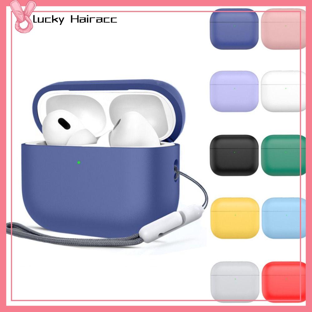 LUCKY HAIRACC Silicon Hộp đựng tai nghe Chống rơi có dây đeo Vỏ tai nghe Bluetooth MỚI Chống trầy xước Vỏ bảo vệ tai nghe Cho Airpod Pro 3