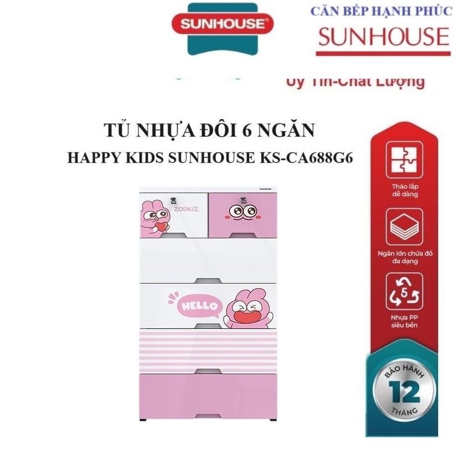 Tủ nhựa trẻ em 6 ngăn Happy Kids SUNHOUSE KS-CA688G6 - Thương hiệu Sunhouse Giá 1,440,000 Đồng*Miễn phí vận chuyển