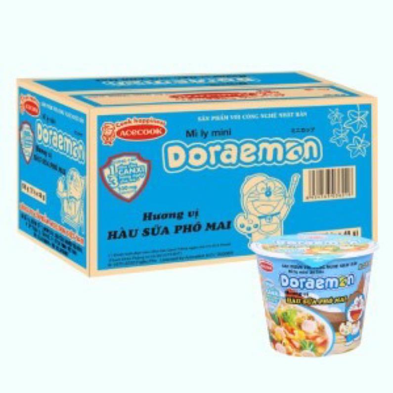 Thùng 12 Ly Mì Ăn Liền Doraemon Vị Hàu Sữa Phô Mai/ Hải Sản Chua Ngọt 48g/Mì Trẻ Em