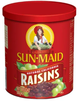 Sunmaid Natural California Raisins Canister - Case 500gram