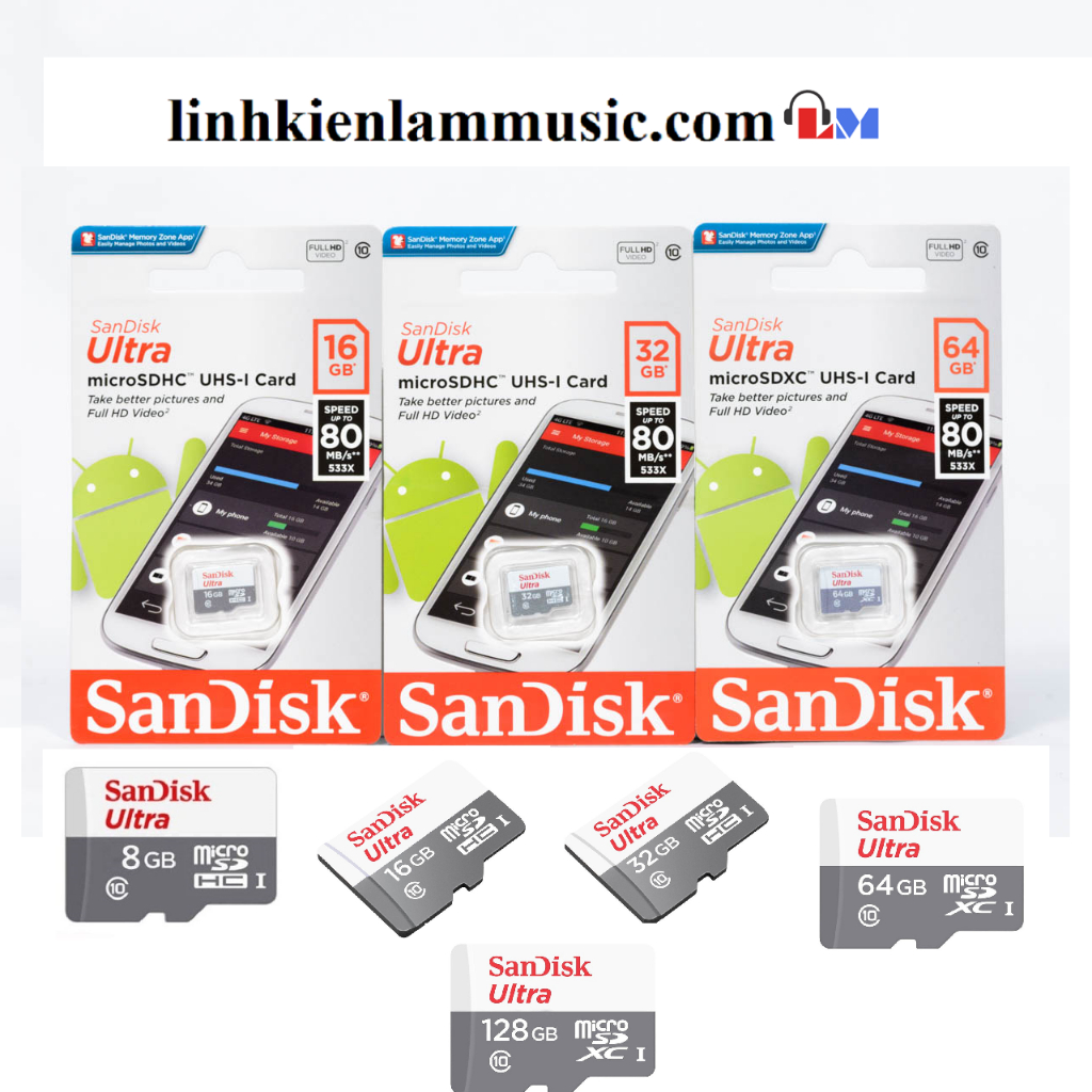 Thẻ nhớ MicroSD SanDisk 32GB/ 64GB/ 128G tốc độ 100mb/s, dùng cho camera, điện thoại và các thiết bị
