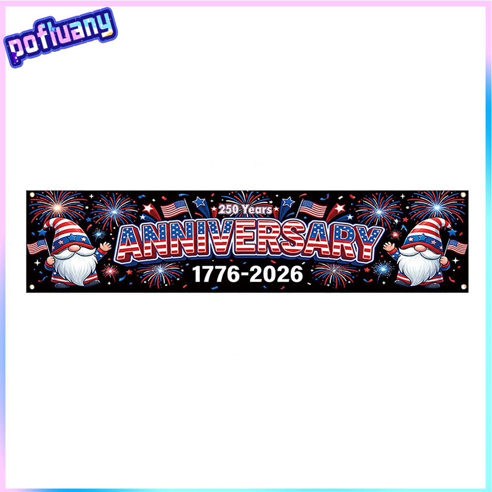 Weatherproof Banner Usa Banner 250th Anniversary Banner 6.5x1.5ft Usa Patriotic Decoration 1776-2026 American Independence Day Porch Sign 4th of July Party Supplies Freedom Celebration - ยี่ห้อ pofluany ราคา 117 บาท*ส่งฟรี