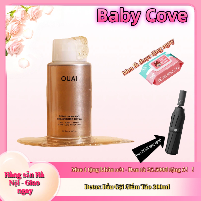 Dầu Gội Thanh Lọc Da Đầu OUAI Mỹ 300ml - Công Thức Detox Với Than Hoạt Tính & AHA Giúp Làm Sạch Sâu 
