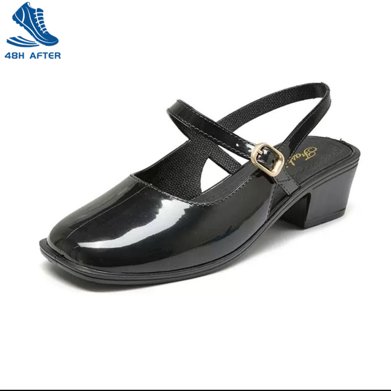 48h sau khi mùa hè mới bít mũi cao gót của phụ nữ tất cả các trận đấu Mary Jane Chunky gót bít mũi dép