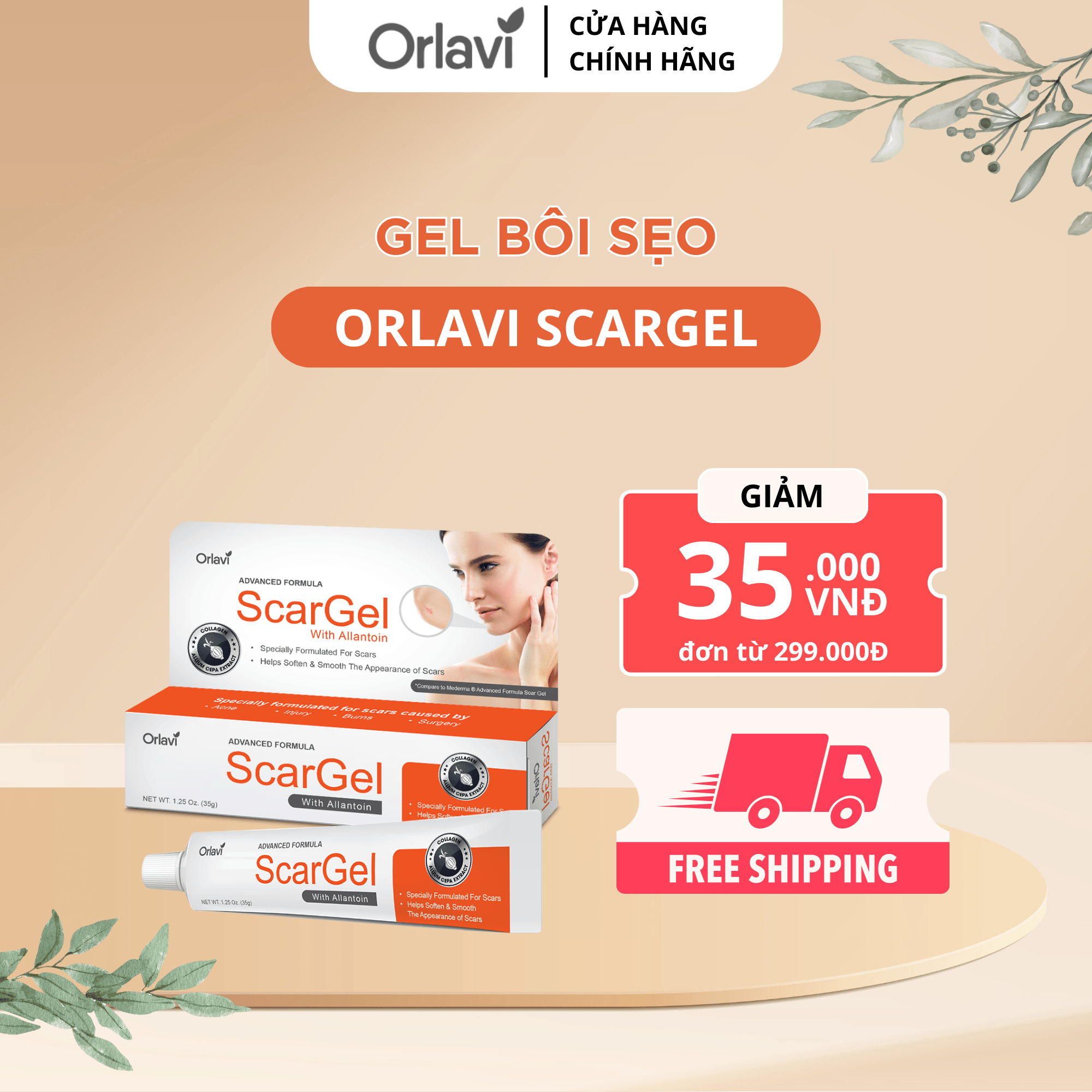 Kem làm mờ sẹo orlavi scargel giúp làm mờ sẹo & vết thâm do sẹo để lại