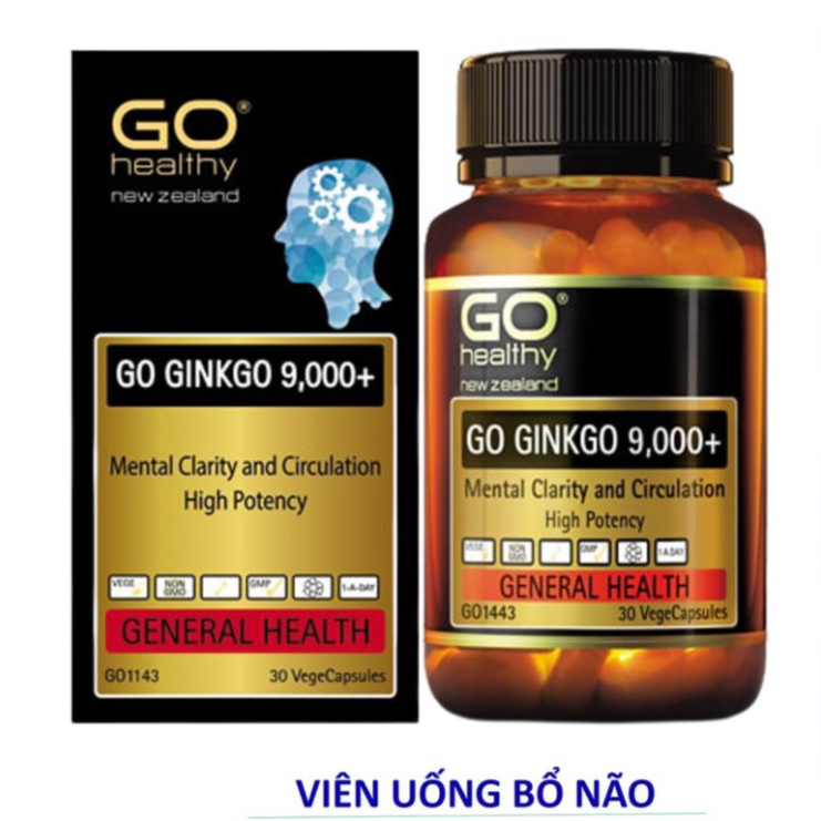 Bổ não Go Healthy Ginkgo 9000+ hộp 60 viên cải thiện trí nhớ