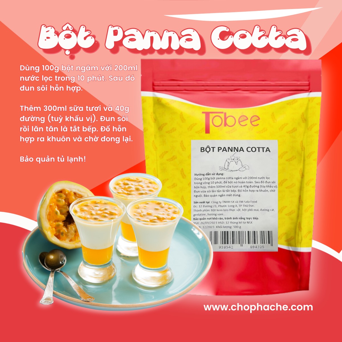 Bột làm panna cotta tobee 500g - bột làm bánh