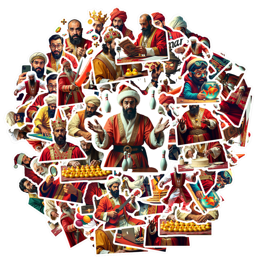 Theme Stickers, Waterproof Middle - Eastern Man Theme Sticker for Water Bottle Cases Planner Skateboard Luggage Helmet Party Favor Decor, Ideal for Adults Teens Teacher Rewards Realistic Middle - Eastern Man