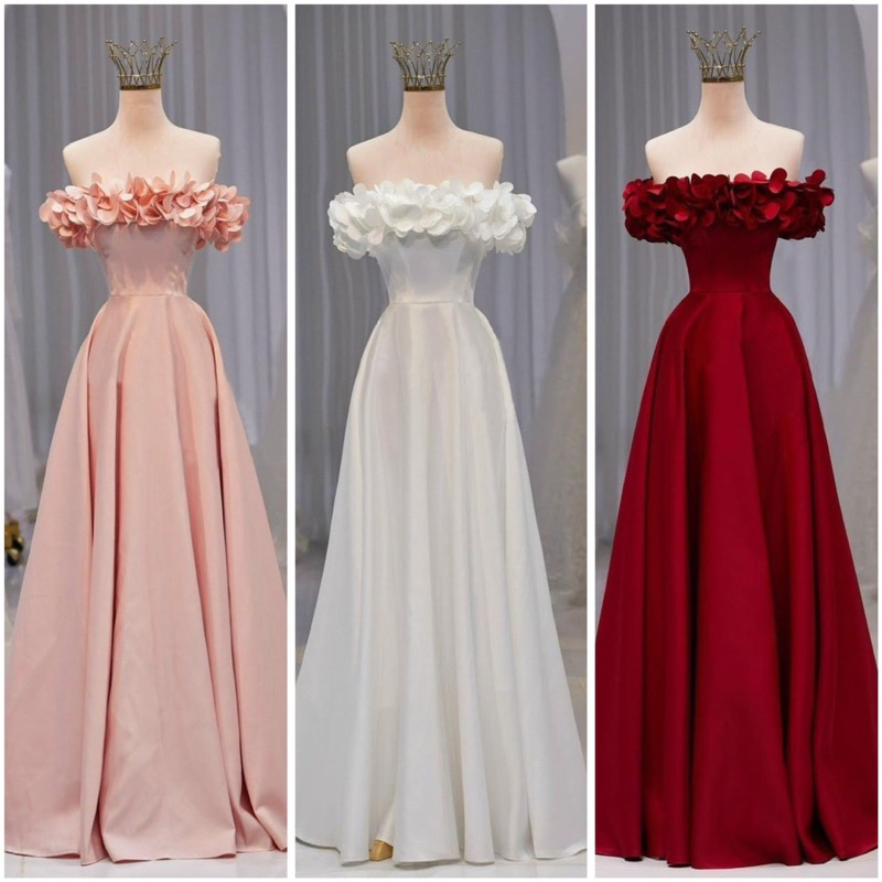 Váy cưới đầm dự tiệc đi bàn cô dâu tiểu thư trễ vai nhẹ nhàng Minhan - Wedding dress