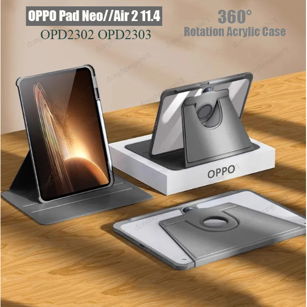 Cho Oppo Pad Neo 11.4 "2024/không khí 2 11.4" opd2302 opd2303 xoay Vỏ Acrylic đứng Tablet bìa với hộp đựng bút chì