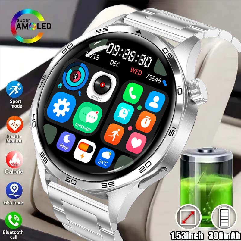 For Huawei WATCH5 PRO Smart Watch Men GT5 Pro AMOLED HD Screen Bluetooth Call GPS NFC Heart rate waterproof SmartWatch 2024 New