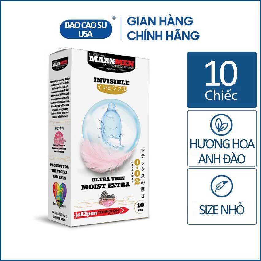 Bao cao su 49mm Maxxmen Invisible hương hoa anh đào siêu mỏng size nhỏ