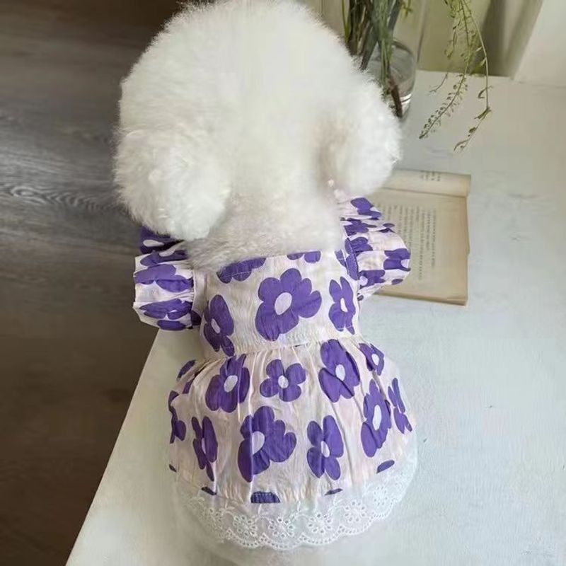 Haoyangqi Phụ kiện cho thú cưng Quần áo thú cưng Váy Hoa Quần áo thú cưng Quần áo Chó Phốc Sóc malte