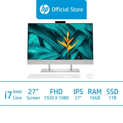 HP All-in-One Desktop PC 27-dp1121d / 11th Gen Intel i7-1165G7 / 16GB RAM / 1TB SSD / 27 FHD (1920 x 1080) IPS Display / Win 10 / 3 Years Warranty / McAfee LiveSafe Included