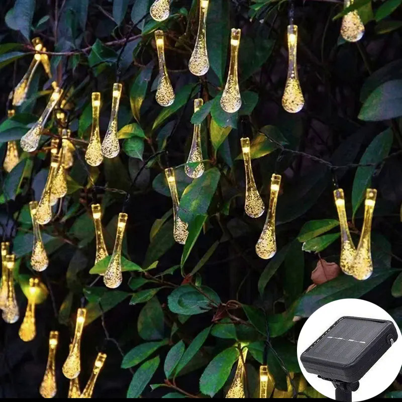 Solar power floral garlands light 5m 7M 12M flower water drops lamp LED string fairy lights Garden Christmas decor for outdoor