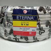 Kabel Eterna NYM 2x15 panjang 50meter 2x1.5 putih tunggal kawat