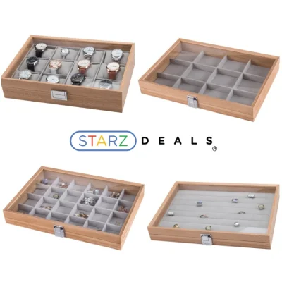 [Starzdeals] Wooden Jewelry Storage Watch Organizer Display Box, 6 Designs to choose