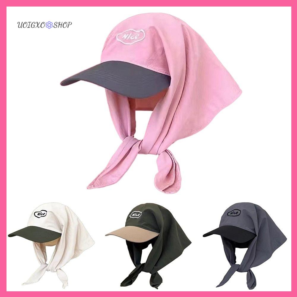 UOIGXO SHOP Chống tia UV Mũ trùm đầu Nhanh khô Rộng vành Mũ bóng chày Hàn Quốc Bông Mũ lưỡi trai khăn quàng cổ Mùa hè