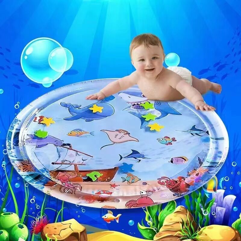 Thảm nước đệm nước bơm hơi chống tràn cho bé Thảm nước hoạt hình bơm hơi mát lưng kích thích vận động giác quan cho bé