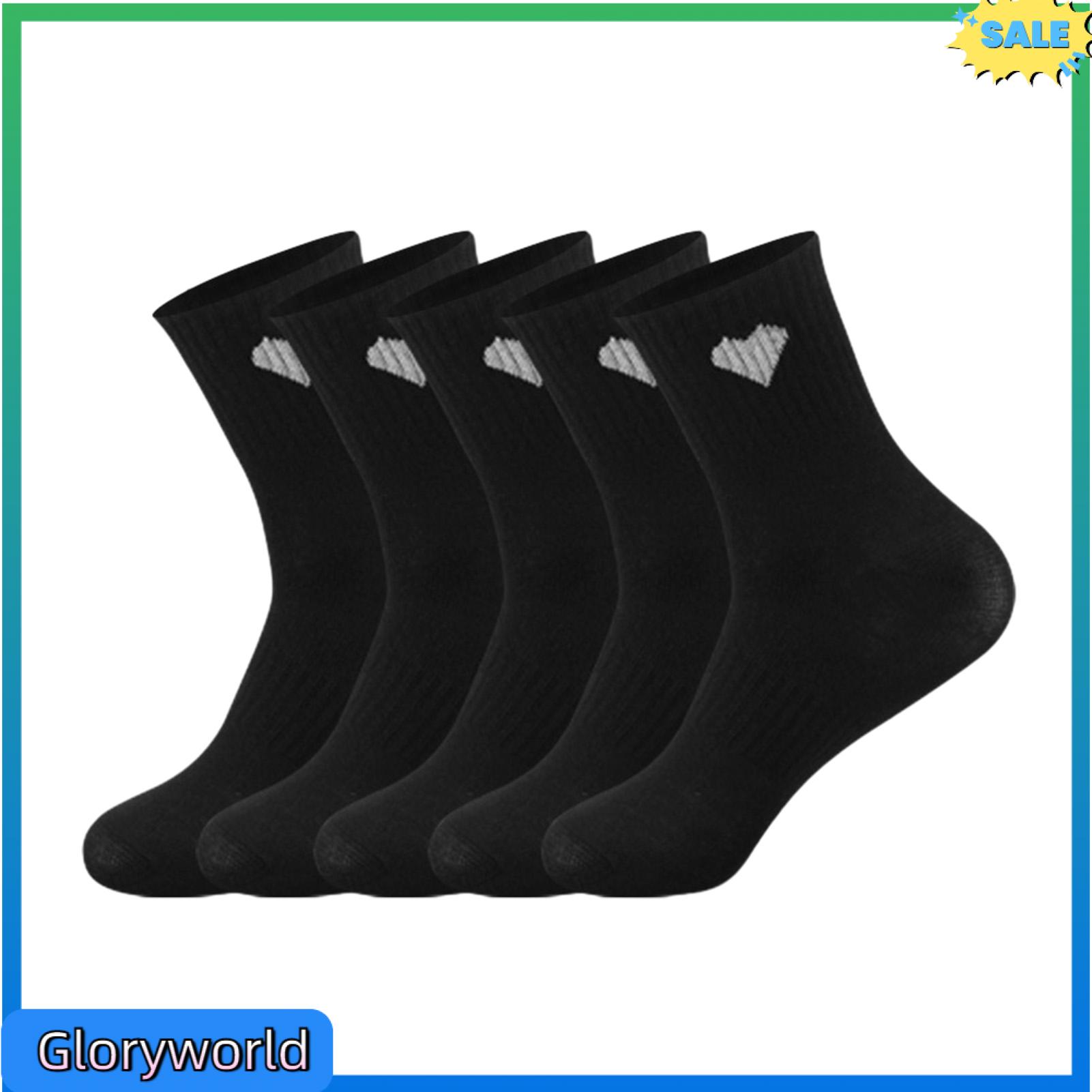 Gloryworld Chống Mùi Vớ màu trơn Vớ thể thao 5 Cặp Người Đàn Ông Của hình trái tim tình yêu tất kiểu vận động viên mồ hôi thoáng khí Thấm Vớ thể thao Cho Thể Thao chạy thường ngày Gân Đen trái tim màu trắng Thiết Kế