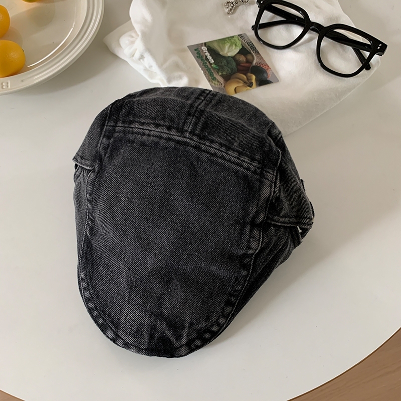 Mũ Beret Denim Nón Beret Jean Mũ Nồi Phong Cách Retro Thời Trang Cho Nam Nữ Muzini MLT18
