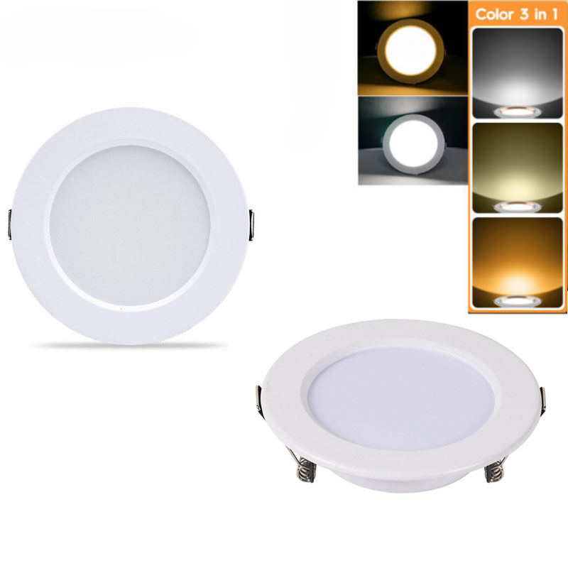 Colors 3 in 1 LED Downlight 5W 9W 12W 15W 18W White Body Round Led Ceiling Light AC 220V Bedroom Kitchen Indoor LED Lighting
