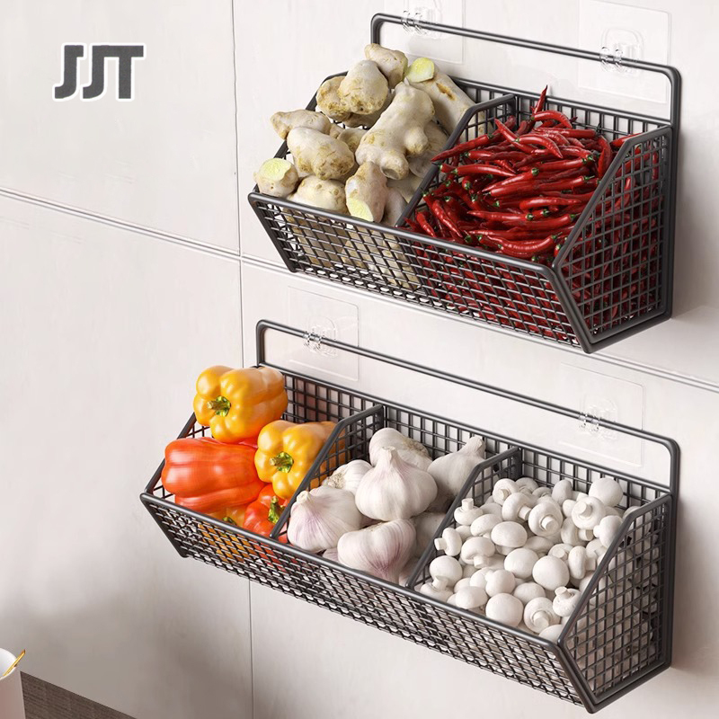 JJT [Miễn Phí Vận Chuyển]Hành tây nhà bếp, gừng, giỏ lưu trữ tỏi, giá lưu trữ, Giá đựng gia vị treo tường, công cụ thần thánh, Rổ đựng rau, tủ không lỗ, giỏ treo nhỏ