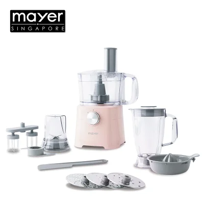 Mayer Multi-Functional Food Processor MMFP402/ pink / white / 1 year warranty / food preparation / grating / slicing & shredding (fine and coarse) / chopping / kneading / emulsifying / citrus juicing / blending / grinding