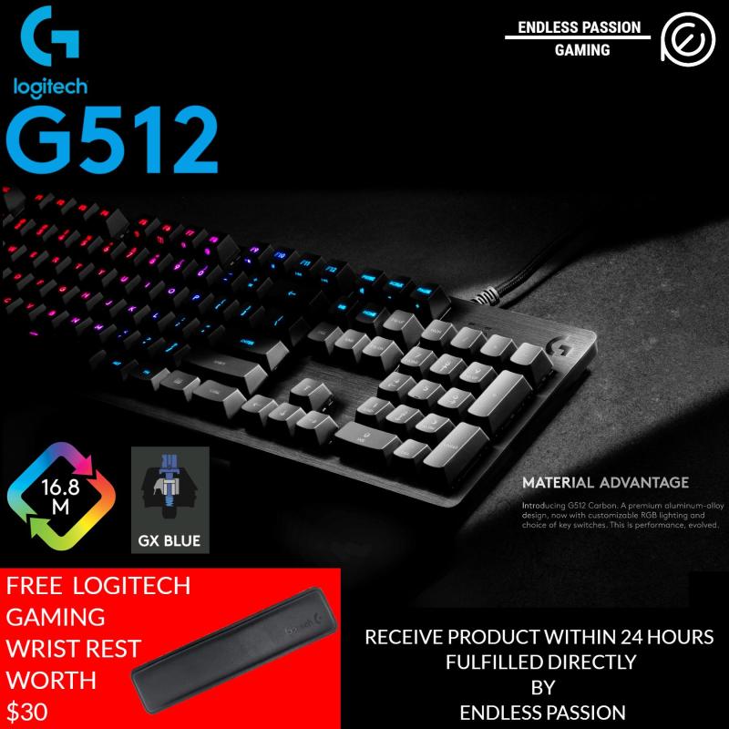 Logitech G512 Carbon RGB Mechanical Gaming Keyboard (FREE WRIST REST) Singapore