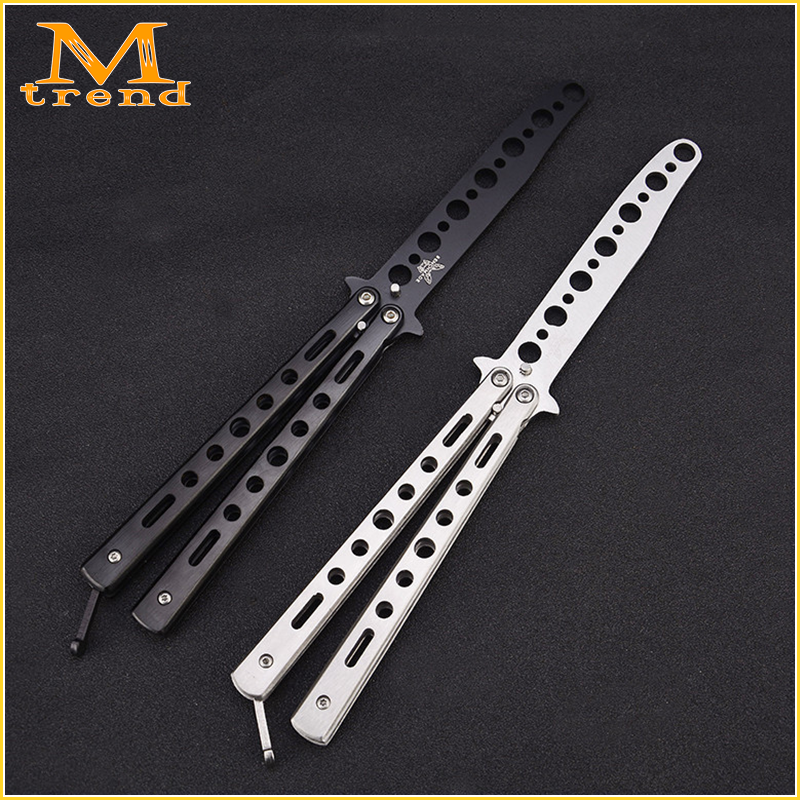 Mô hình lược bướm CSGO balisong trainer lưỡi thép - có mài và không mài - Đen Bạc Titan Gold butterf