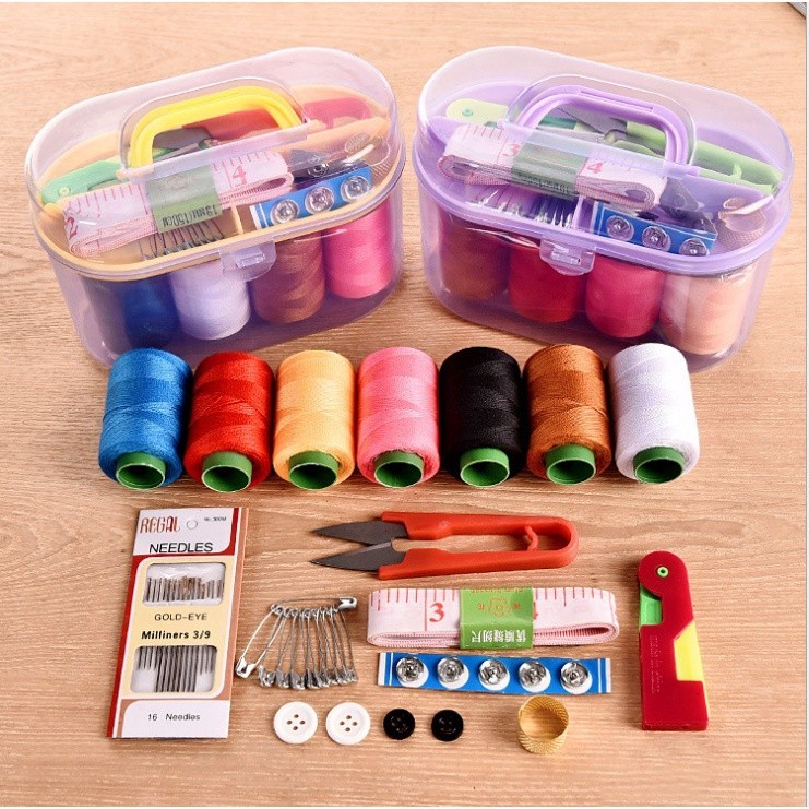 Sewing Kit Set With Box Household Portable Multifunction Thread and Accessories Set Jahitan 针线盒套装