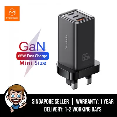 [GaN Tech] MCDODO 65W USB-C PD Charger, Type-C GaN PD 3.0 QC 3.0 AFC SCP Quick Charge Wall Charger Adapter For Smart Phone Tablet Laptop For iPhone 11 SE 2020 For iPad Pro 2020 MacBook Pro 2020 Xiaomi Huawei - UK Plug