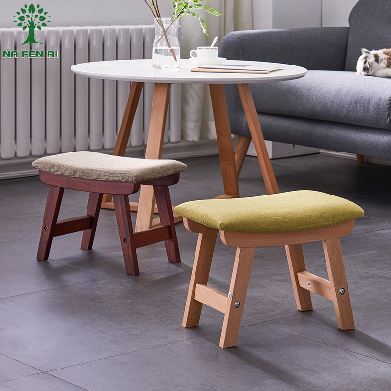 NFA Creative bench, simple solid wood shoe changing stool, living room footrest stool, household fabric low stool