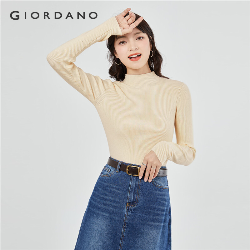 GIORDANO Women Sweaters Mockneck Slim Simple Sweaters Solid Color Smooth Soft Warm Quality Fashion Casual Sweaters 13353811 ราคา 776 บาท*ส่งฟรี