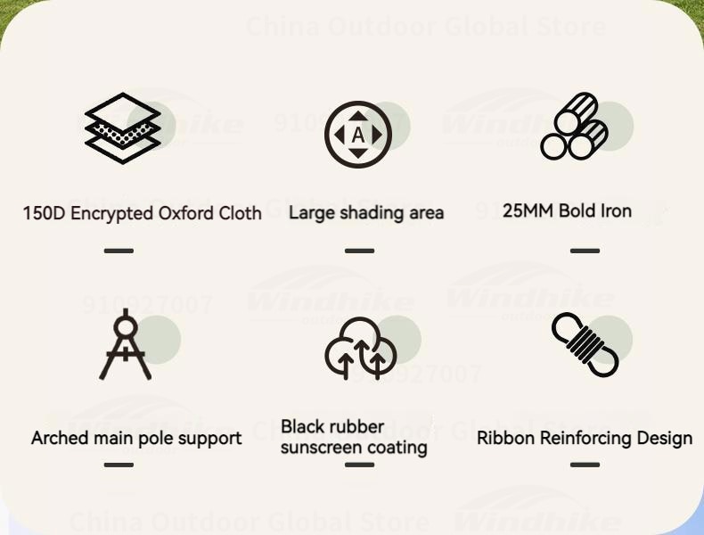 MOBI GARDEN Outdoor Camping Picnic Tent Anti-vinyl Canopy Rain Anti-ultraviolet 50+ Large-size Tunnel-type Oxford View D250 · v49