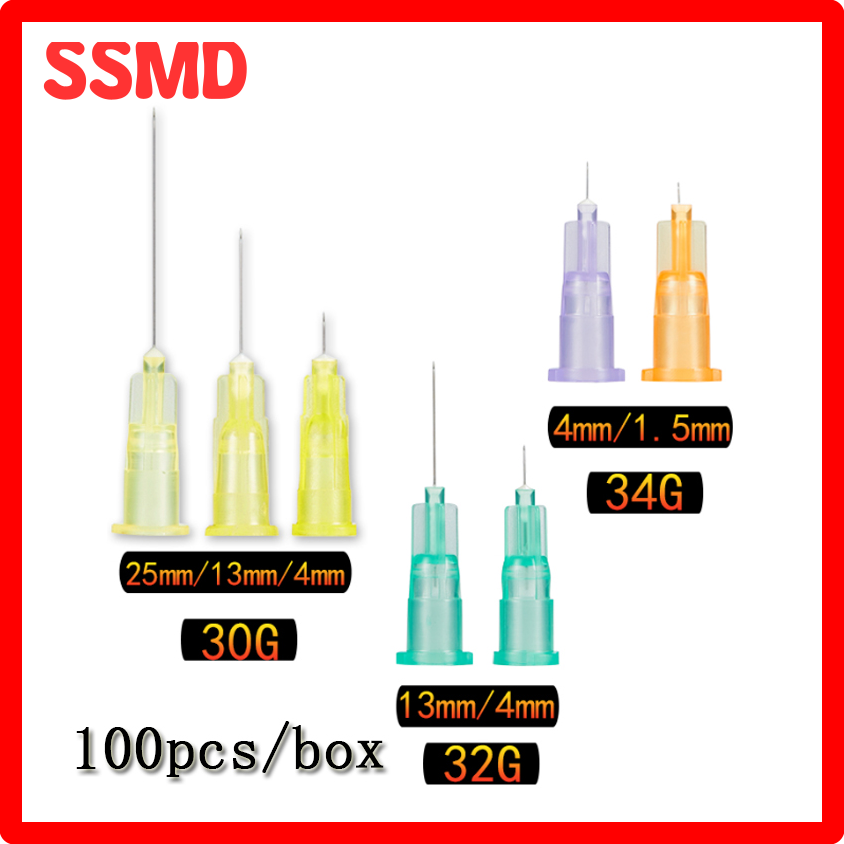 [SSMD]☀☀ 100 Stuks Tattoo Naalden 30G 4/13/25Mm 32G 4/13 Mm 34G Tanden Wegwerp Naald Ooglid Onderdelen Pijnloos Kleine Irrigator Superfijn