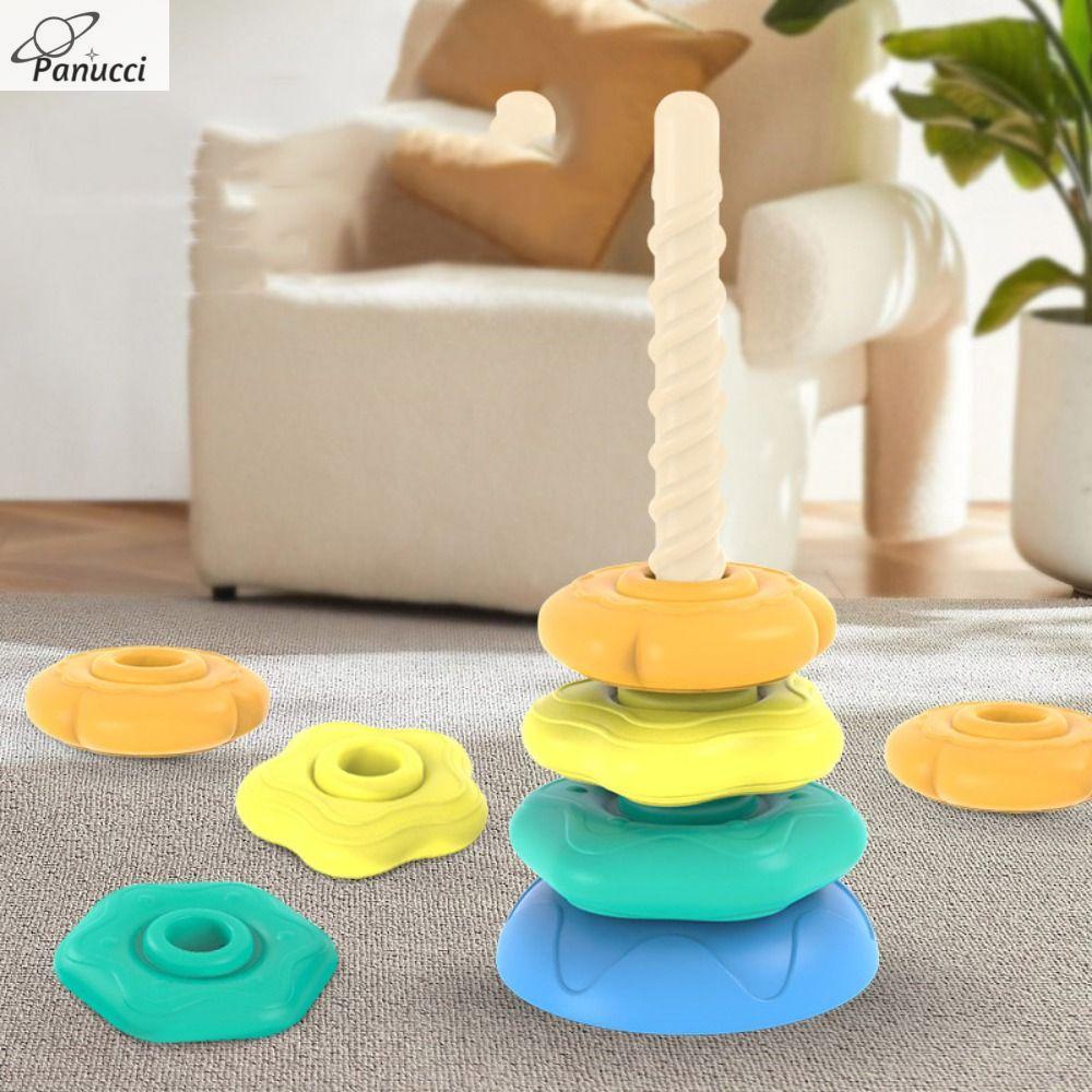 PANUCCI Đồ chơi Montessori Đồ chơi trẻ em xếp chồng cầu vồng THÁP CẦU VỒNG Hình vuông không đều Đồ chơi bu lông vít xoay Đồ chơi học tập cho trẻ em Câu Đố THÁP CẦU VỒNG xếp chồng Gitfs sinh nhật