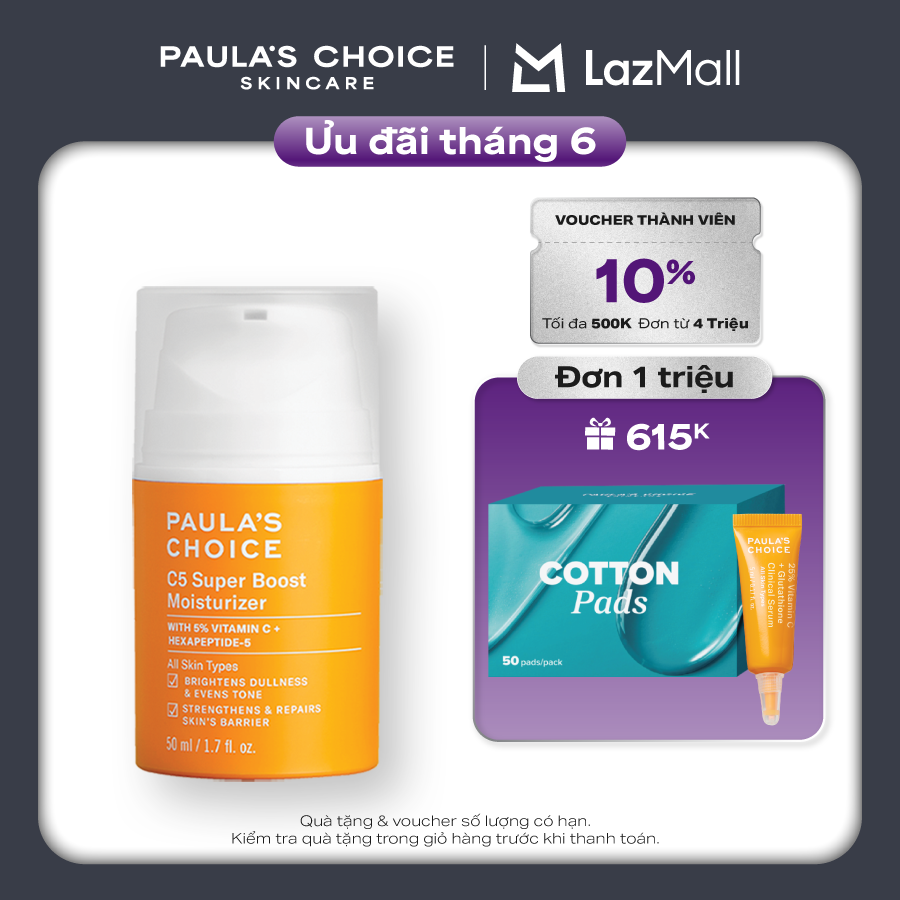 Kem dưỡng ẩm Vitamin C làm sáng da và tăng sinh collagen Paula's Choice C5 Super Boost Moisturizer 50ml 2900