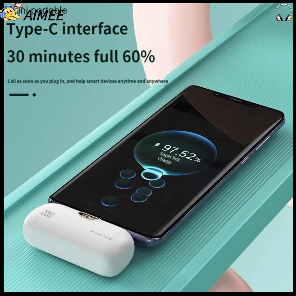 AIMEE Type-C Sạc dự phòng mini Mini 5000mAh Sạc nhanh Thời trang Điện thoại thông minh Nguồn điện khẩn cấp Cổng Lightning powerbanks