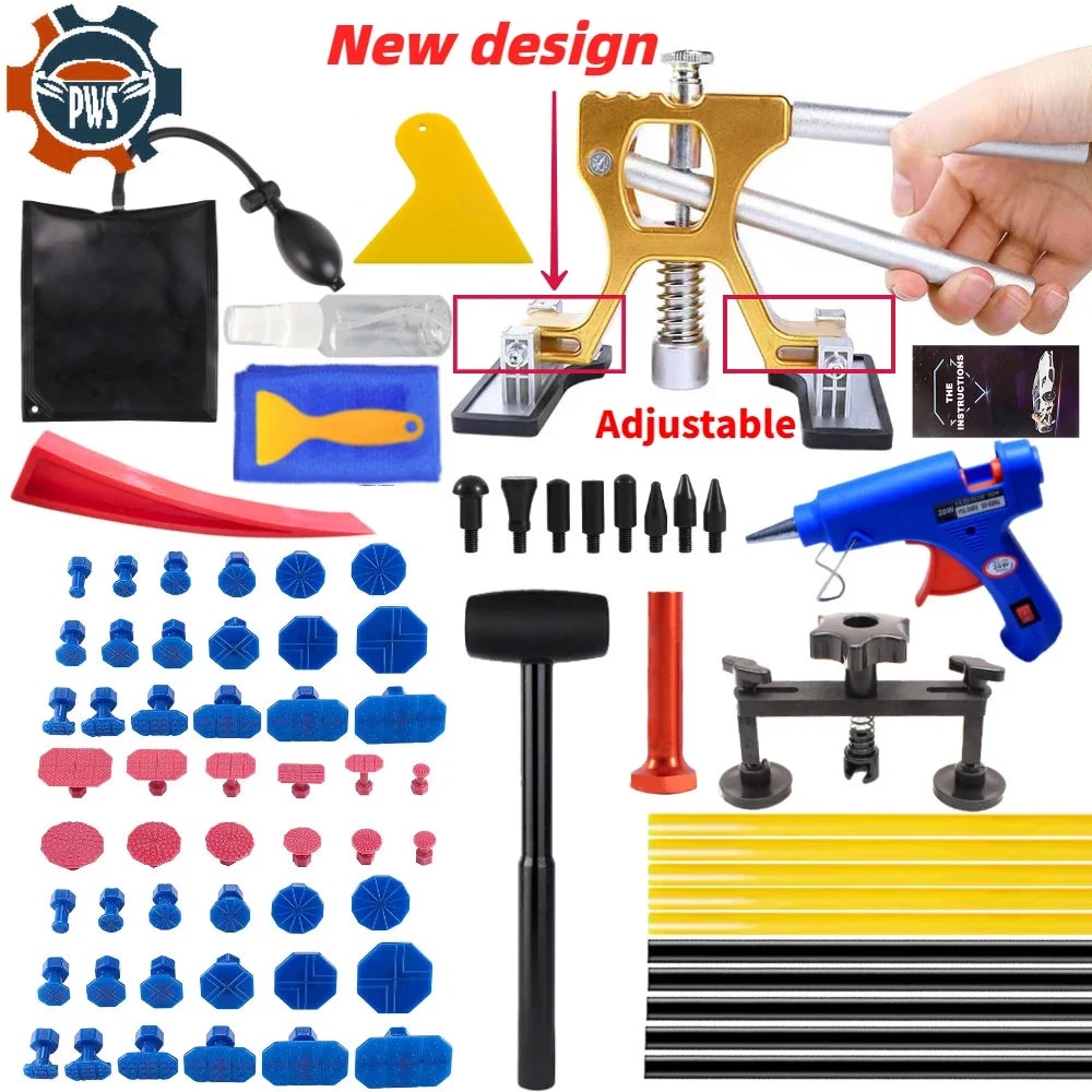 Mới có thể điều chỉnh sửa chỗ lõm xe hơi công cụ tự động đồ loại bỏ vết lõm Bộ dụng cụ ô tô paintless Bộ dụng cụ chỉnh nha cho xe dụng cụ sửa chữa ô tô