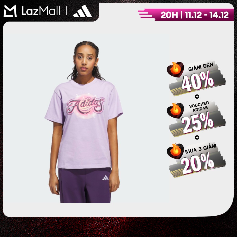 [CHỈ 11H-14H 12.12-MUA 3 GIẢM 20%+VOUCHER 30%] adidas Lifestyle Airbrushed Graphic Tee Women Purple JM1797