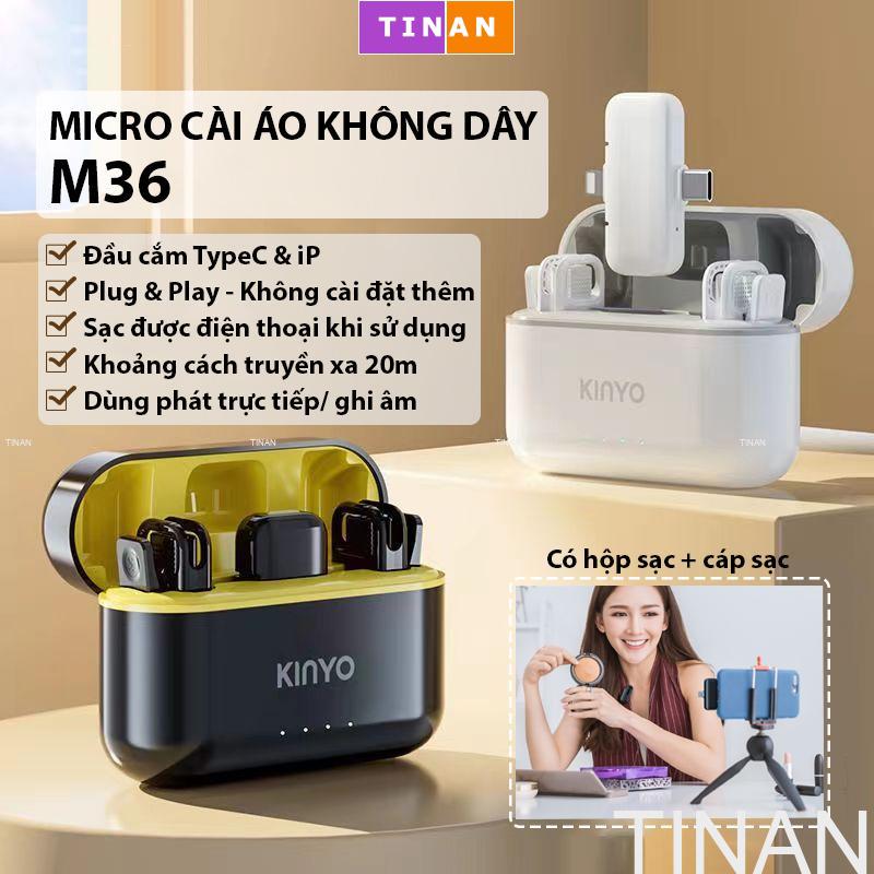 Micro thu âm kẹp áo không dây kinyo m36, dùng cho điện thoại ip, android