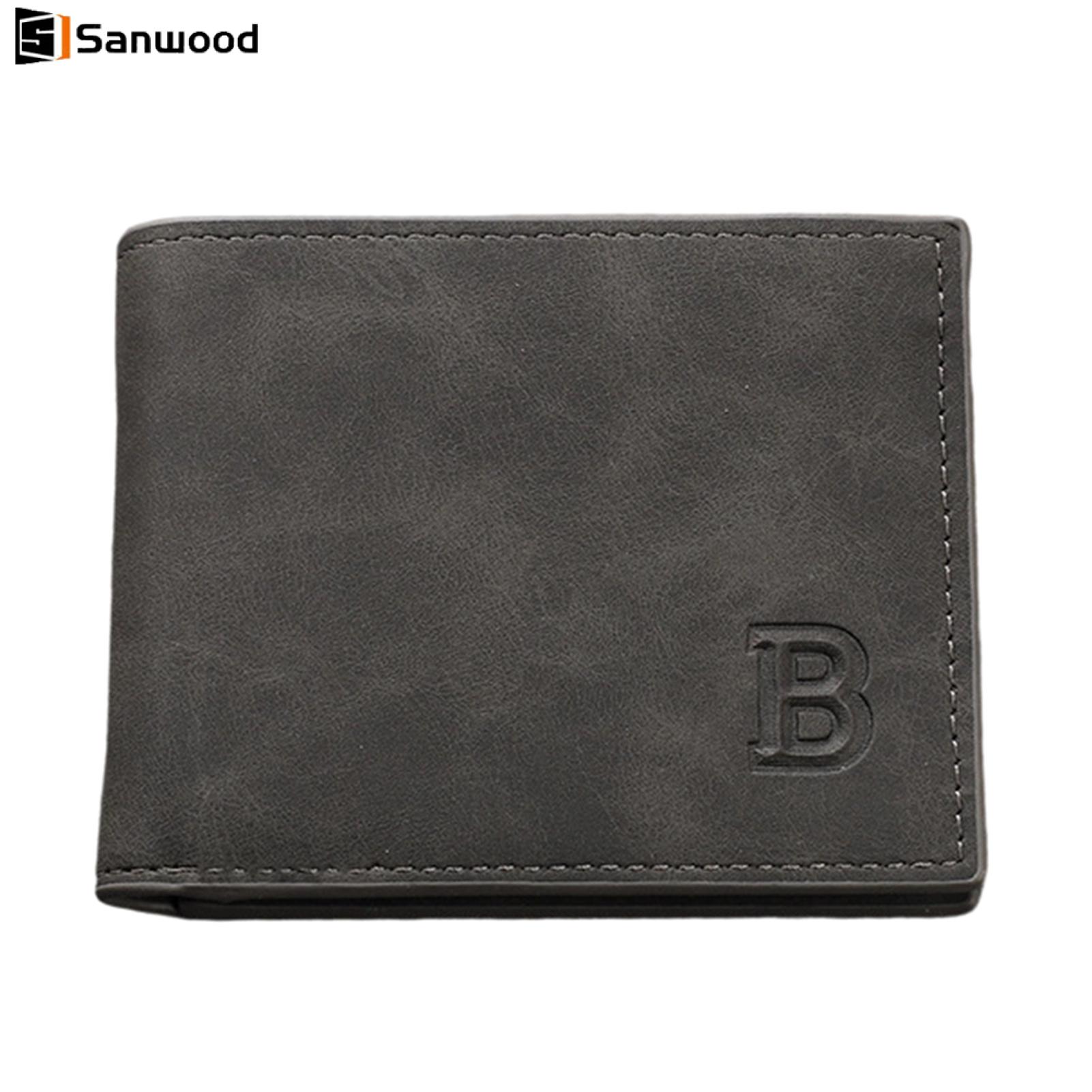อุปกรณ์ไอทีและแก็ดเจ็ต Sanwood Bifold Card Wallet Men Bifold Wallet Men's Minimalist Bifold Wallet with Zippered Coin Pocket - Slim Short Card Holder for Travel Work and Everyday Use ราคา 117 บาท*ส่งฟรี
