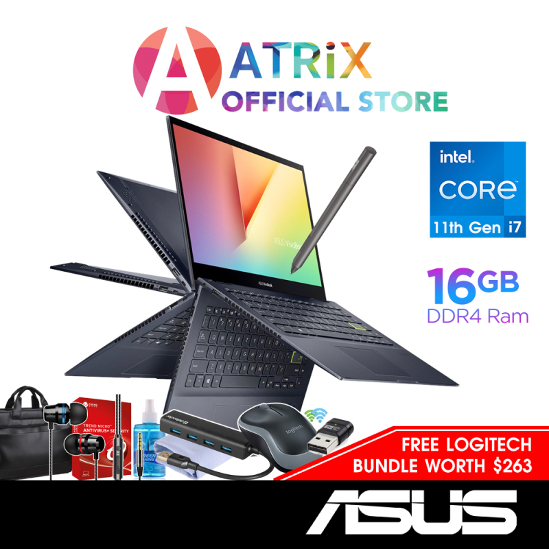 【Same Day Delivery】ASUS Vivobook Flip 14 TP470EA-EC236T〖Free MS Office〗WIFI6 AX | Intel Xe Graphics | 14 FHD Touch with Stylus | Intel i7-1165G7 | 16GB | 1TB SSD | WIn10 Home | 2Y ASUS Warranty