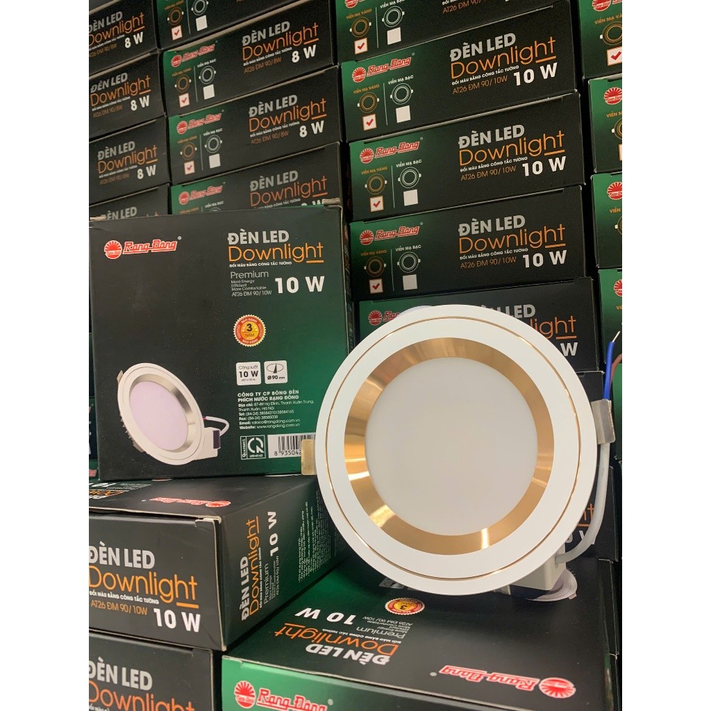 Đèn âm trần Đổi màu Rạng Đông 7W8W9W10W12W Đèn led âm trần viền bạc viền vàng