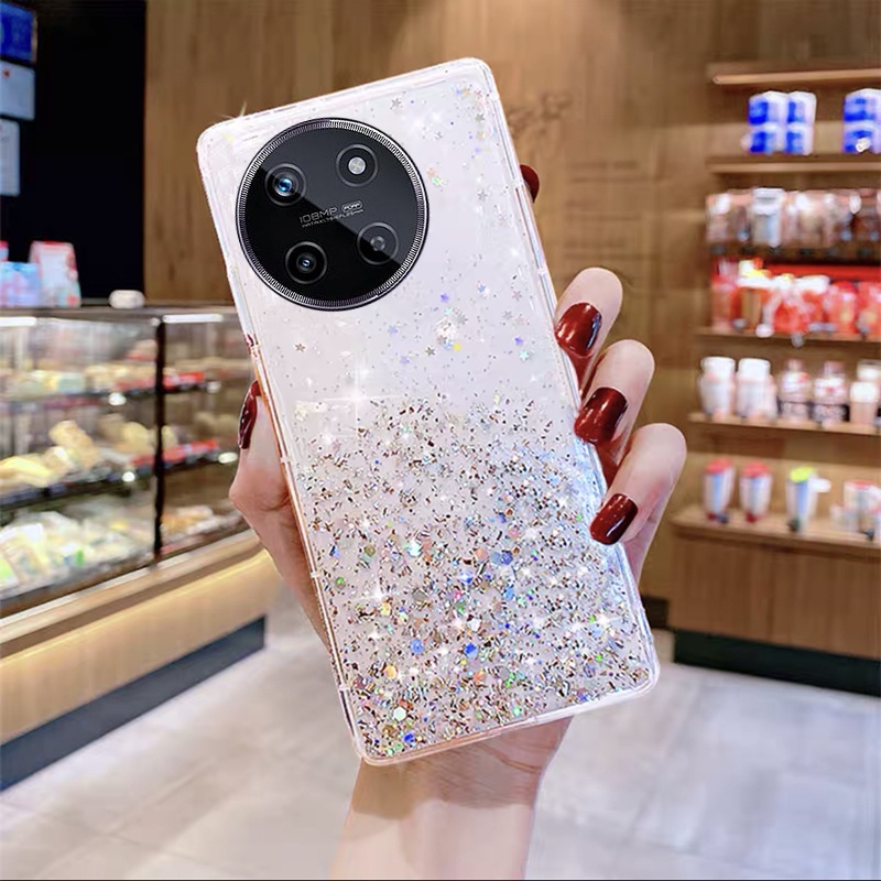 Hàng sẵn có điện thoại di động Trường hợp đối với realme11 NFC realmec51 Realme 11 NFC C51 4G 5g 2023 mới sequin lấp lánh Thiết kế bầu trời sao trong suốt Ốp lưng silicon mềm Bìa trường hợp